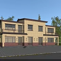 Two Story Detached Villa With Beige Exterior Walls Brown Roof And Balconies Surrounded By Trees