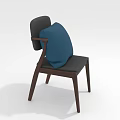 Elegant Wooden Chair With Gray Seat Backrest And Blue Pillow On Brown Legs