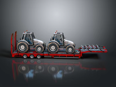 Agricultural trimming machine tractor cartoon tractor type tractor agricultural four-wheel tractor agricultural machinery 3d model