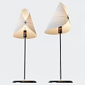 Modern Contemporary Floor Lamps With Conical Linen Shades And Metal Poles
