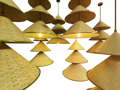 Southeast Asia Chandelier Bamboo Hood Chandelier 3d model