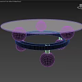 Modern Round Glass Top Coffee Table With Silver Spherical Metal Base Design 3d model