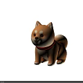 Cute Shiba Inu 3D Model With Red Collar On Brown Background 3d model