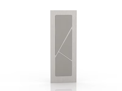 Modern Minimalist Gray Door With Glass Panel And Geometric Line Design 3d model