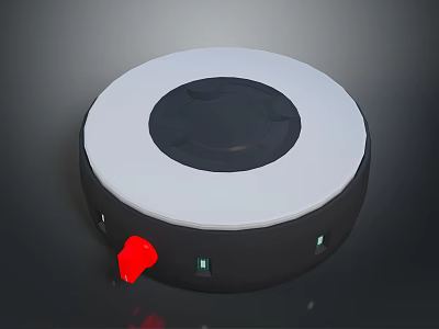 Modern Circular Device With White Top Black Base Red Button And Indicator Lights 3d model