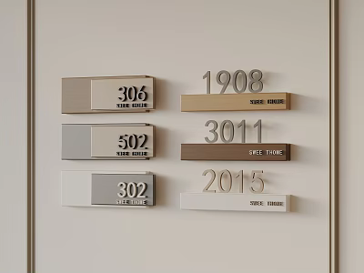 House Numbers Collection With Stone Beige Grey Brown And Light Grey Designs 3d model