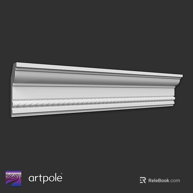 Architectural White Decorative Component With Twisted Rope Pattern And Smooth Edges 3d model 