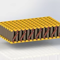 Yellow Battery Module With Multiple Cells Arranged For Energy Storage 3d model