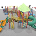 Outdoor Colorful Playground Equipment With Slides Climbing Frames Swings And Picnic Tables
