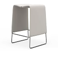 Modern Stylish Stool With Gray Upholstered Seat And Metal Frame Design