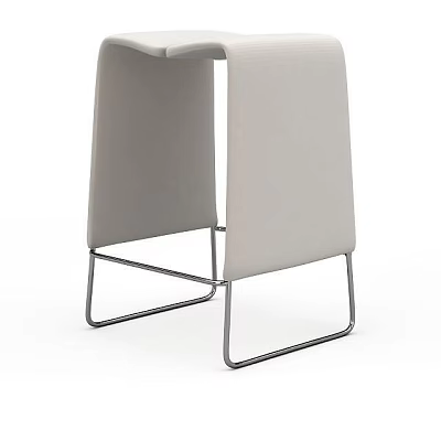 Modern Stylish Stool With Gray Upholstered Seat And Metal Frame Design 3d model