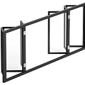 Modern Folding Glass Door With Black Metal Frame And Transparent Panels