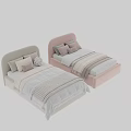 Cozy Kids Bed With Beige Curved Headboard White Quilt And Knotted Pillow