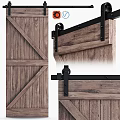 Rustic Wooden Swing Door With Black Metal Hardware And Distressed Finish