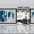Fashion Clothes Store Front With Decorative Window Display And Apparel Collections