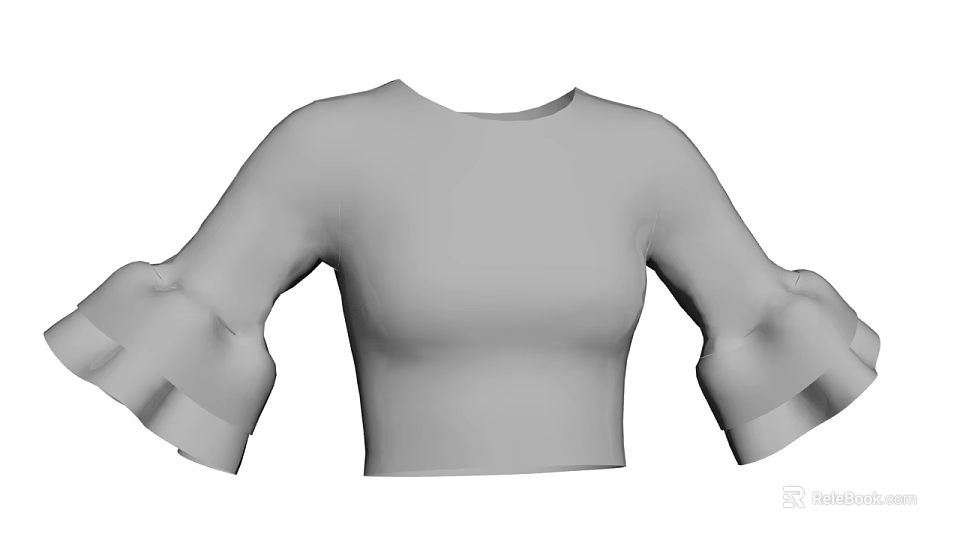 Stylish Cropped Short Sleeved Top With Flared Cuffs Modern Design 3d model 