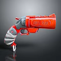 Red and Gray Cobra Flare Revolver Weapon With White and Red Striped Grip