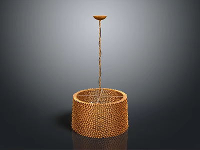 Modern Minimalist Brown Woven Chandelier With Metal Chain For Living Room Decor 3d model