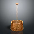 Modern Minimalist Brown Woven Chandelier With Metal Chain For Living Room Decor