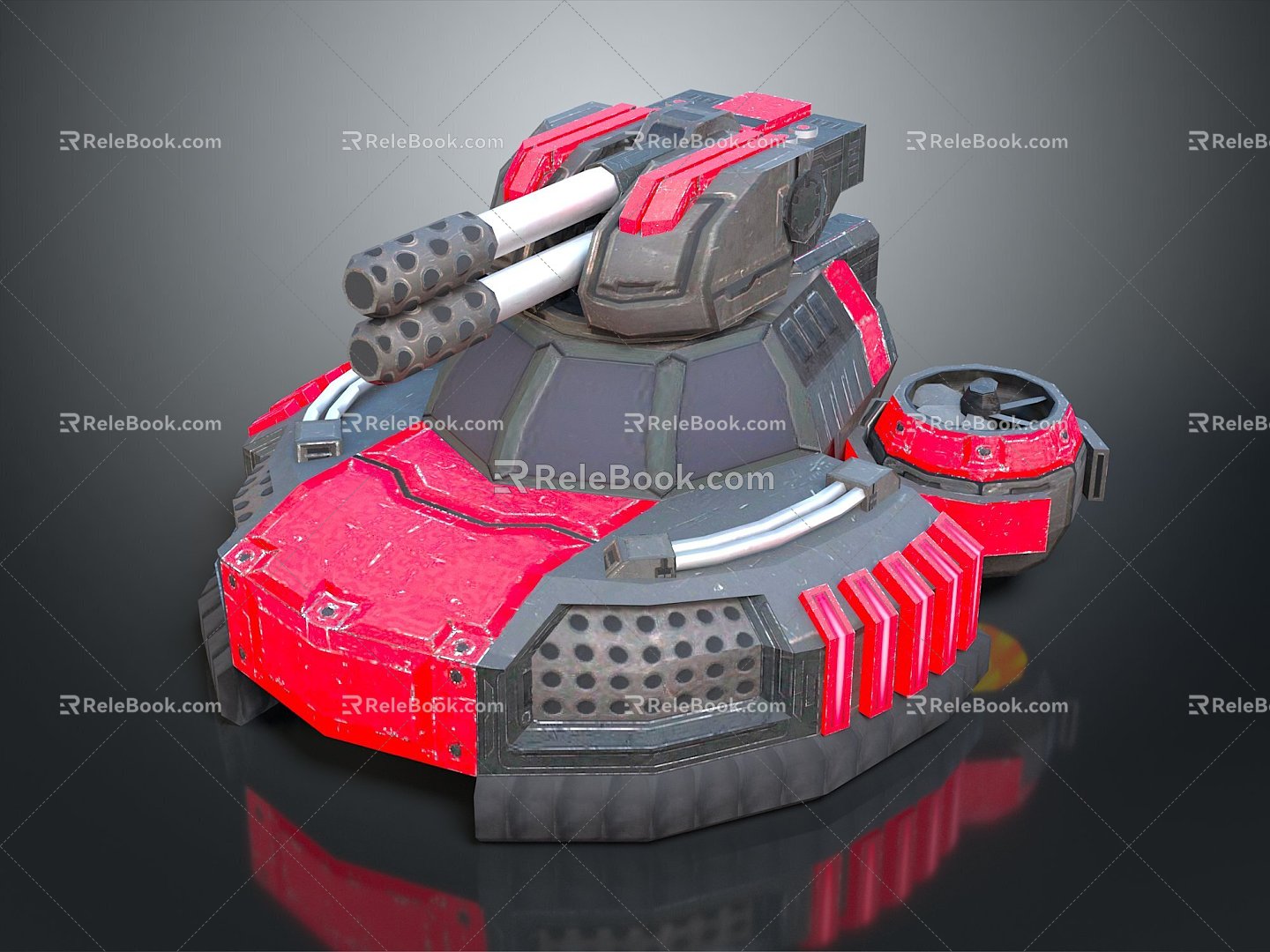 Turret Turntable Railgun Sci-fi Tower Defense Game Tower Defense Sci-fi Turret Game Turret Game Battery 3d model