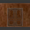 Vintage Interior Design With Wooden Walls Doors And Iron Grille Windows On Light Tile Floor
