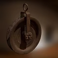 Vintage Rusty Old Tire With Metal Components And Brown Hue On Blurred Background