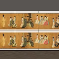 Ancient Chinese Figure Painting With Multiple Figures And Scroll Style Scenes 3d model