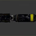 Military Weapon Blue Yellow Metal With Worn Texture And Tubular Design Reflective Surface