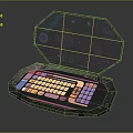 Octagonal Shaped Futuristic Laptop With Colorful Keyboard And Holographic Display Screens