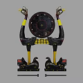 Traditional Vintage Decorative Bird Shaped Stand With Circular Craft Ornament Black Yellow Red