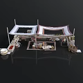 Modern Exhibition Booth Structure With Canopy Tops Display Tables And Seating