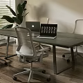 Modern Office Desk Setup With Laptop ChatGPT Sign Ergonomic Chairs Green Plant And Window Blinds