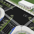 Modern Urban Road Infrastructure With Lanes Zebra Crossings Street Lamps And Green Belts