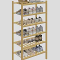 Wooden Multi Tiered Shoe Rack With Various Shoes Storage And Organized Design