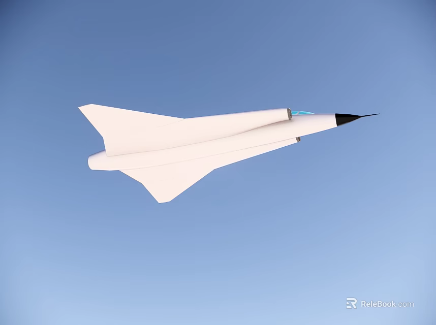 White Fighter Jet Soaring Through Clear Blue Sky With Aerodynamic Design 3d model 