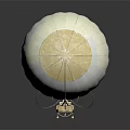 Pastel Colored Space Exploration Hot Air Balloon with White Beige Pink Green Panels and Basket