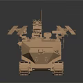 Military Weapon Tracked Vehicle With Antenna Array And Weapon System Equipment 3d model