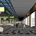 Supermarket Department Store Open Interior With Colorful Tiled Floor Shelves And Ceiling