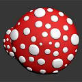 Large And Small Red Mushrooms With White Spots On Dark Background