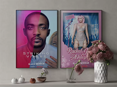 Two Colorful Portrait Posters with Striking Vibes Rachel G Antion Text Gradient Background Decorative Elements 3d model