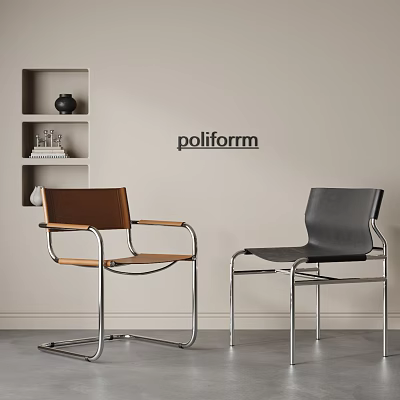 Modern Poliform Dining Chairs Brown And Black With Metal Frames In Minimalist Interior 3d model