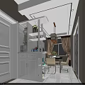Modern Minimalist Living And Dining Room Interior With Cozy Sofas Flat TV And Green Plants