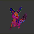 Colorful Artistic Reptile Figurine With Vibrant Feathery Ears And Decorative Tail