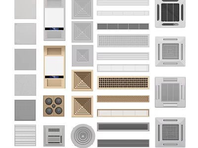 Various Types of Air Conditioner Vents with Modern Grille Designs and Shapes 3d model