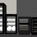 Contemporary Wine Cooler Units Featuring Glass Doors And Layered Storage Design