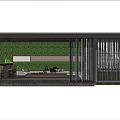 Modern Garden Landscape Design With Green Vertical Wall Wooden Slat Screens And Outdoor Seating
