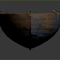 Rustic Blue And Brown Wooden Boat With Weathered Hulls And Wooden Seats