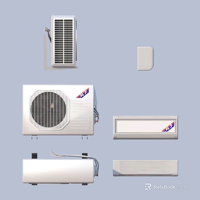 Various Types of Air Conditioner Fan With Modern Design Wall Mounted and Standing Models 3d model 