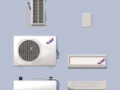 Various Types of Air Conditioner Fan With Modern Design Wall Mounted and Standing Models 3d model