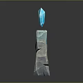 Decorative Ornament Set with Blue Crystal and Cracked Stone Pillar Design